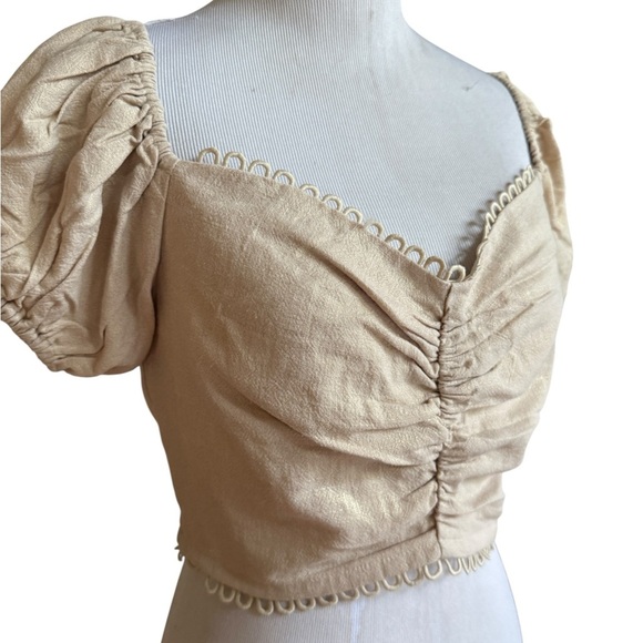 Bebe Elegant Cream Off-Shoulder Women's Top - Picture 2 of 16